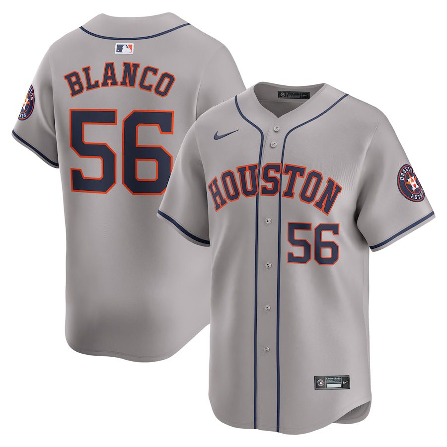 Men Houston Astros #56 Ronel Blanco Nike Gray Away Limited Player MLB Jersey